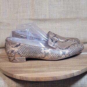 Sam Edelman Jordy Loafer Snakeskin Print Leather Slip On Shoes Women's Size 10